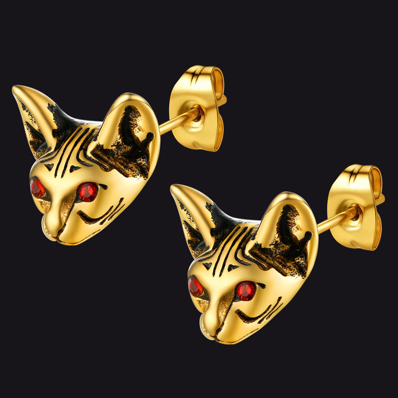 Flash Quirky Cat Kitten Stud Earrings for