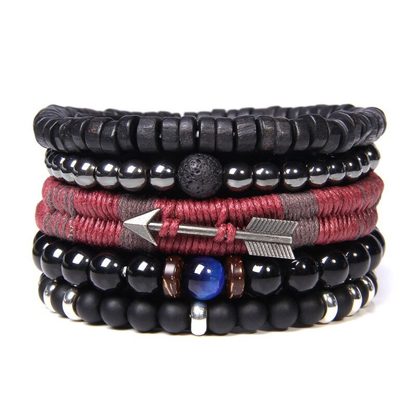 Style Set Multiple Charm Bracelet Natural Stone Beads / Braided Bracelet With Arrow