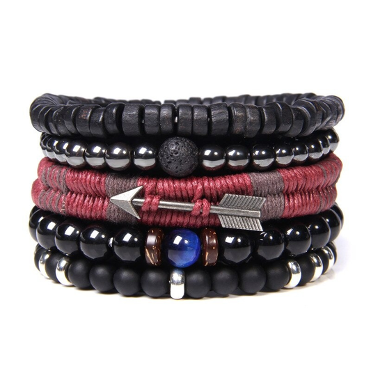 Style Set Multiple Charm Bracelet Natural Stone Beads / Braided Bracelet With Arrow