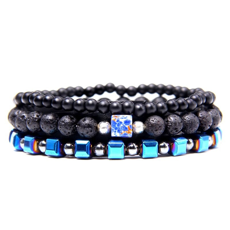 Style Set Multiple Charm Bracelet Natural Stone Beads / Braided Bracelet