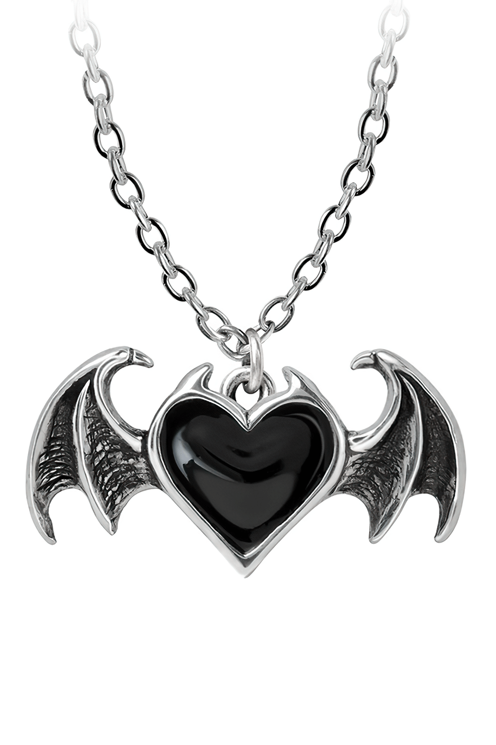 Stylish Black Demon Heart With Bat Wings Pendant