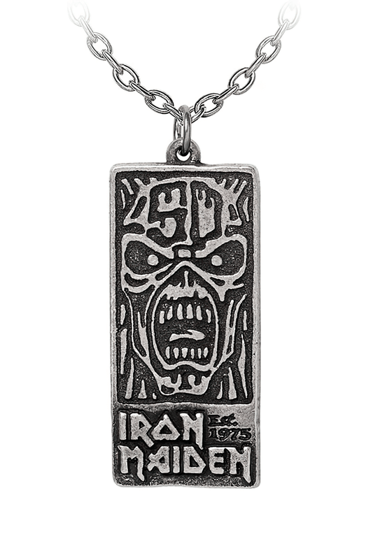Stylish Iron Maiden 50 Years Tablet Pendant With Chain