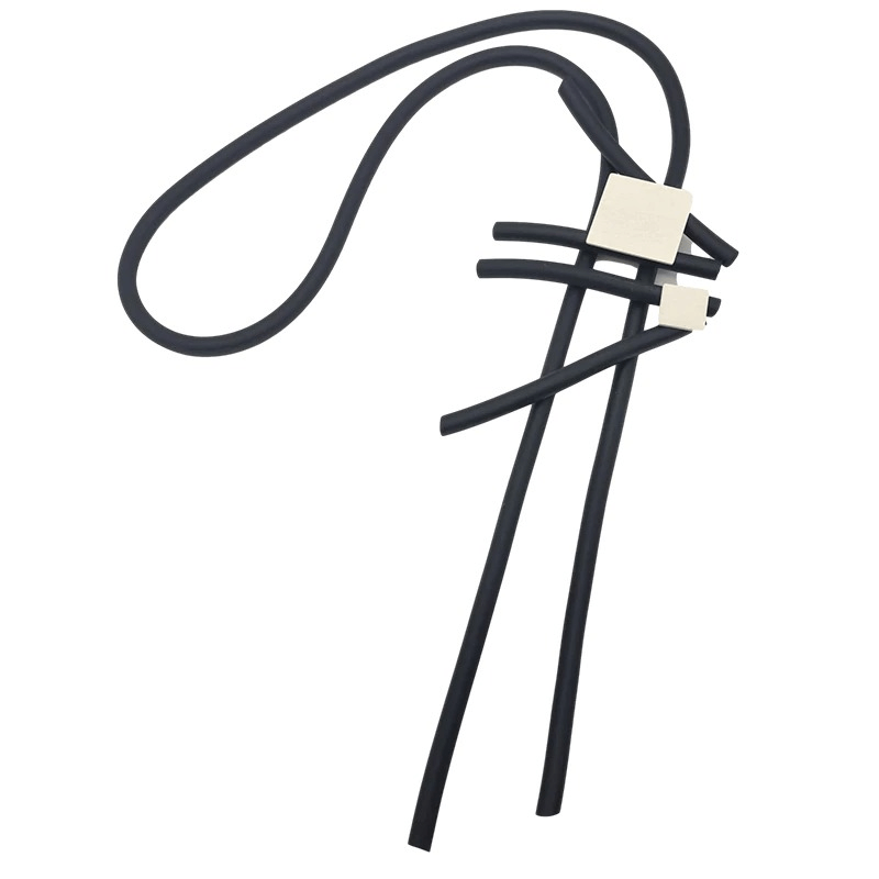 Stylish Long Statement Necklaces for / Square Wood Pendant Necklace / Rubber Accessories