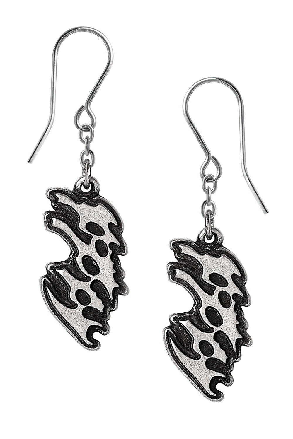 Stylish Poppy Logo Drop Earrings in Antiqued Pewter