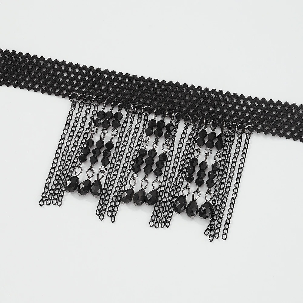 Stylish Hanging Rhinestone Necklace / Unique Design Black Choker Necklace