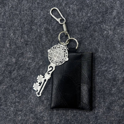 Stylish St. Benedict Key Black Pu Leather Waist Wallet