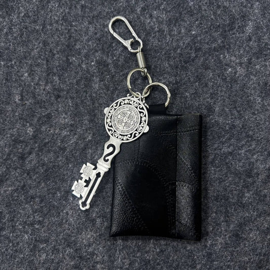 Stylish St. Benedict Key Black Pu Leather Waist Wallet