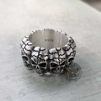 Surrounded Titanium Sterling Silver Skull Ring