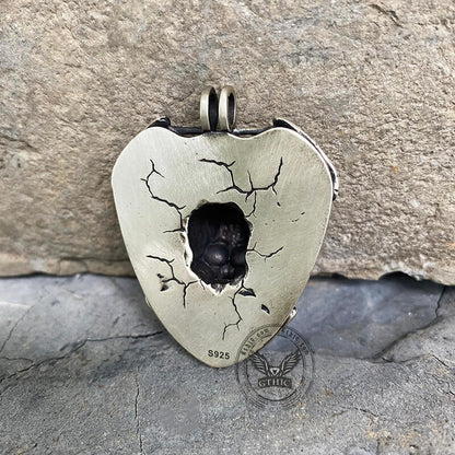 Sword and Shield Sterling Silver Skull Pendant