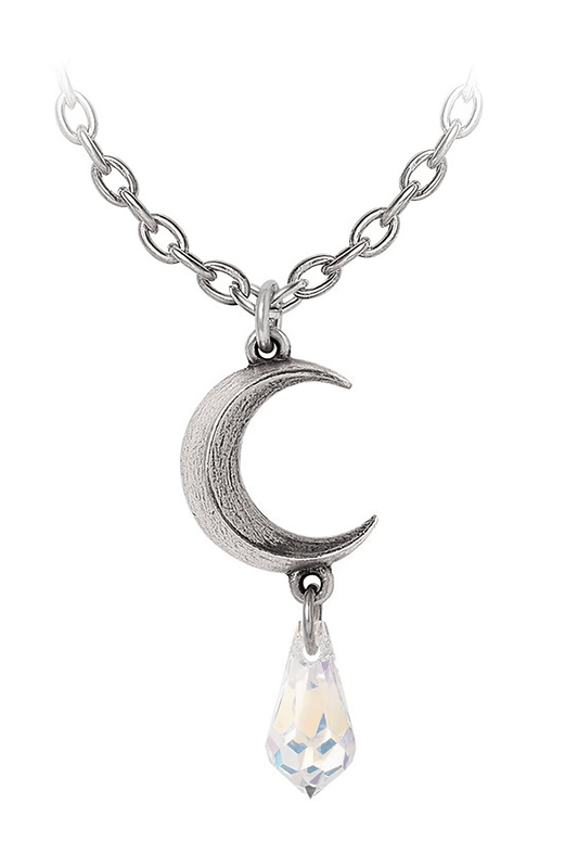 Tears of the Moon Silver Crescent Crystal Pendant