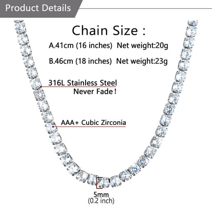 Cz Diamond Cut Tennis Chain Necklace for