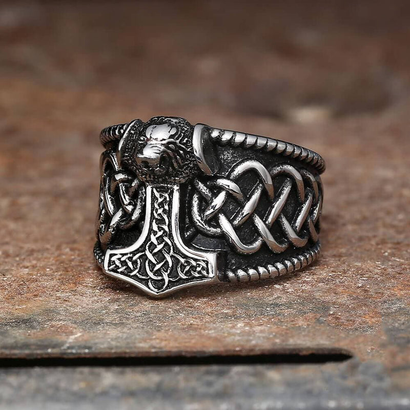 Thor's Hammer Stainless Steel Viking Ring