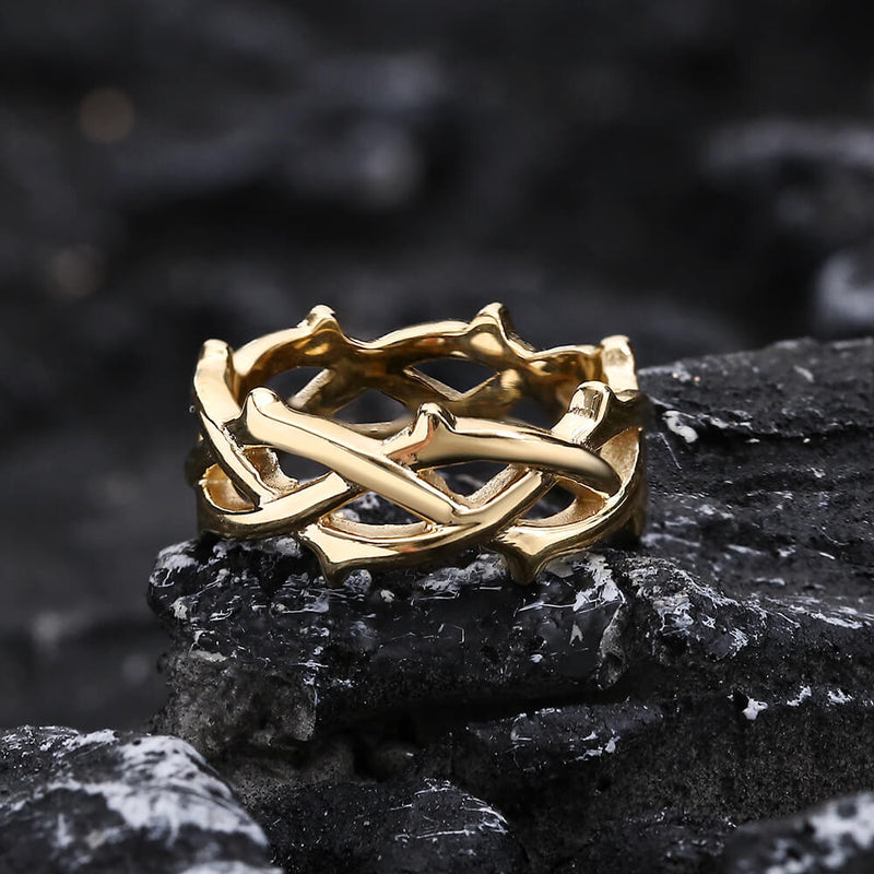 Thorn Vine Braided Stainless Steel Ring