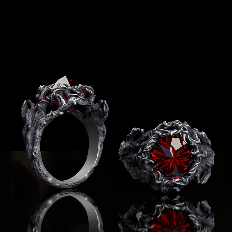 Thorns Gem-set Sterling Silver Gothic Ring