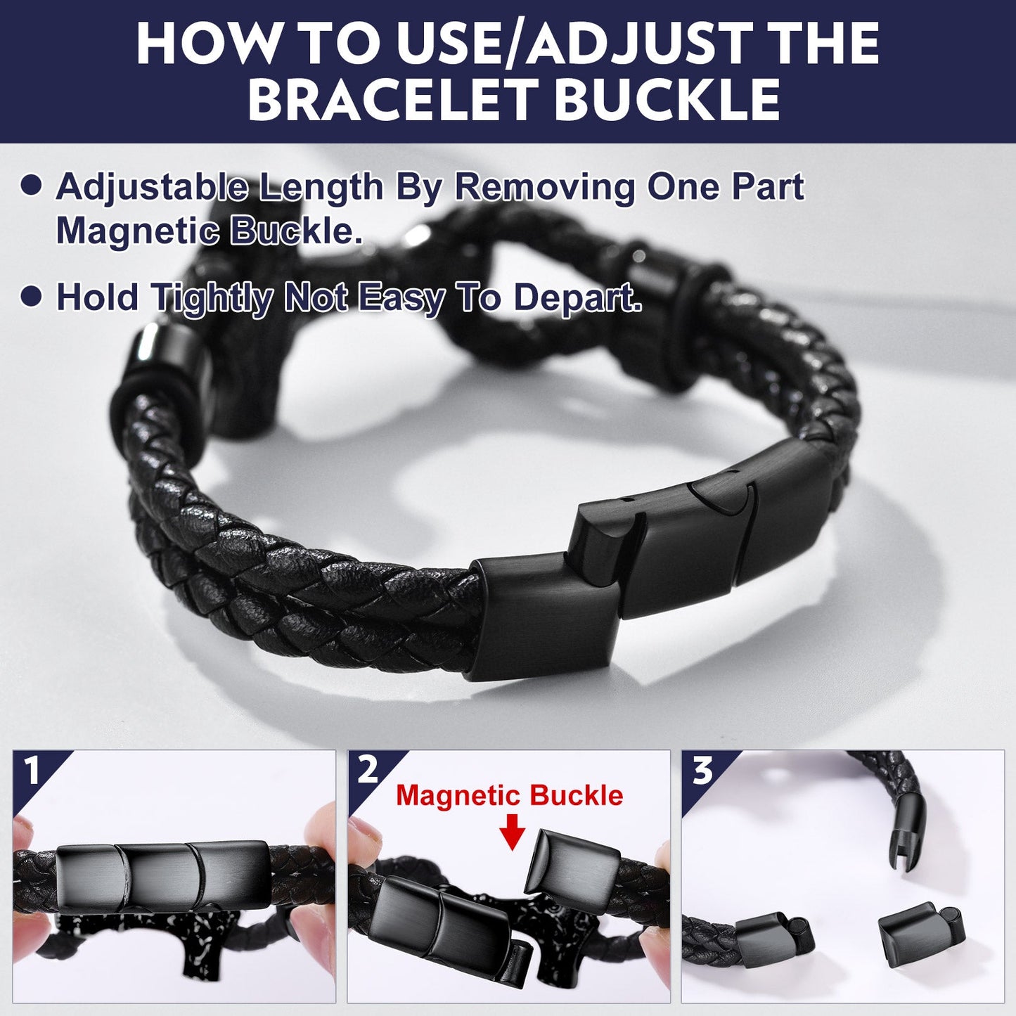 Viking Thor's Hammer Mjolnir Braided Leather Bracelet Gift for