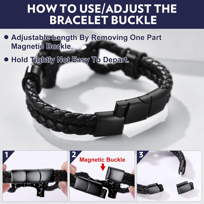Viking Thor's Hammer Mjolnir Braided Leather Bracelet Gift for