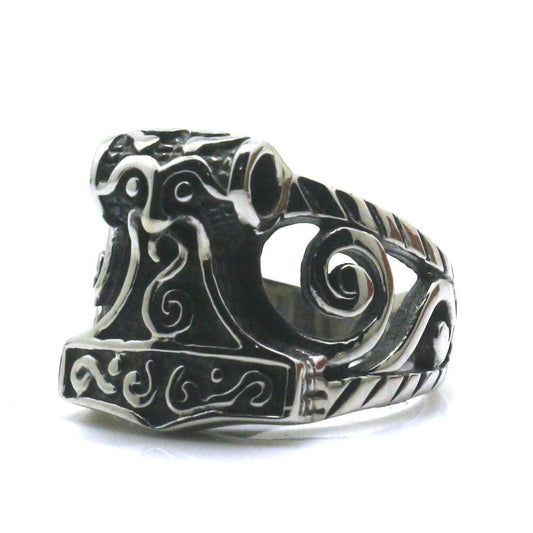 Thor's Hammer Ring / 316l Stainless Steel Ring / Nordic Style Hollow Out Jewelry