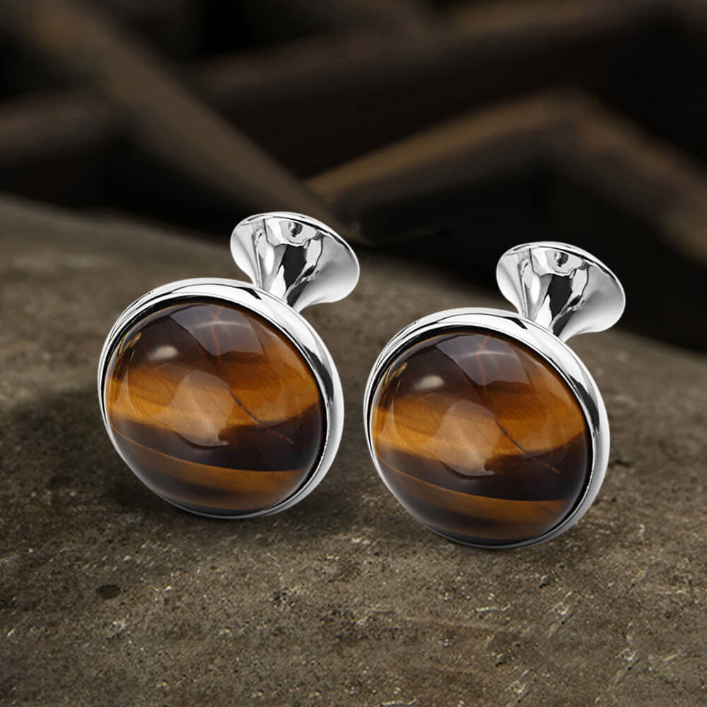 Tiger’s Eye Brass Gemstone Cufflinks