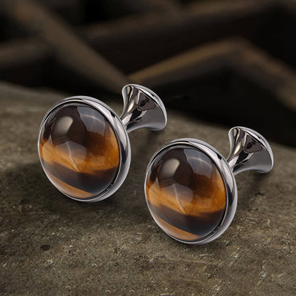 Tiger’s Eye Brass Gemstone Cufflinks
