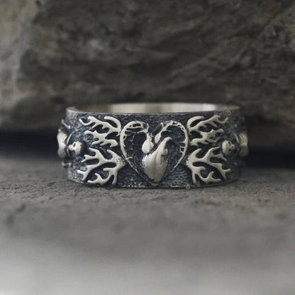 Till Death Do Us Part Heart Sterling Silver Skeleton Ring