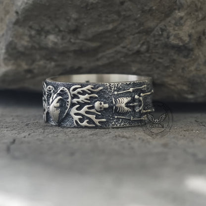 Till Death Do Us Part Heart Sterling Silver Skeleton Ring