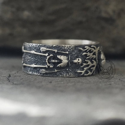 Till Death Do Us Part Heart Sterling Silver Skeleton Ring