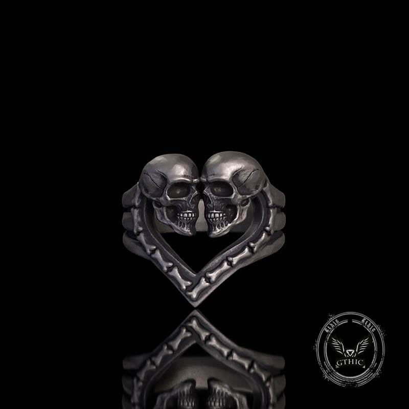 Till Death Do Us Part Skull Heart Sterling Silver Ring