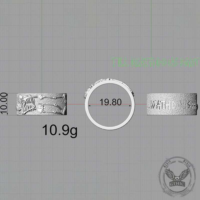 Till Death Do Us Part Sterling Silver Skeleton Ring