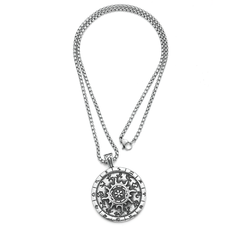 Titanium Stainless Steel Zodiac Signs Amulet / Punk Style Pendant Necklace
