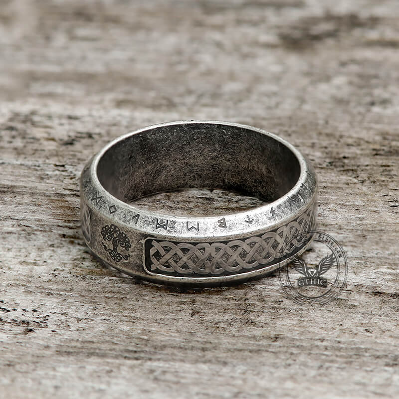 Tree of Life Knot Stainless Steel Viking Band Ring