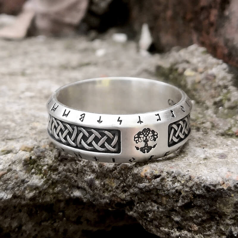 Tree of Life Knot Sterling Silver Viking Band Ring