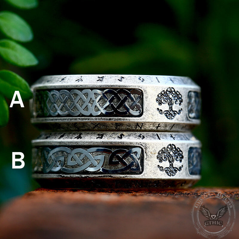 Tree of Life Knot Sterling Silver Viking Band Ring