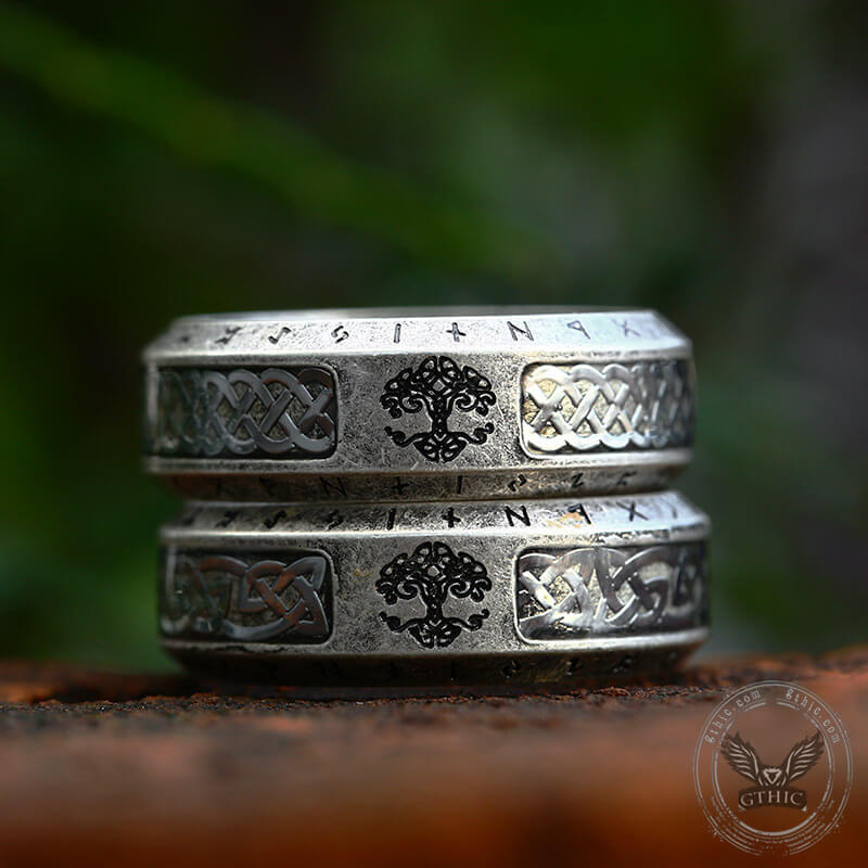 Tree of Life Knot Sterling Silver Viking Band Ring