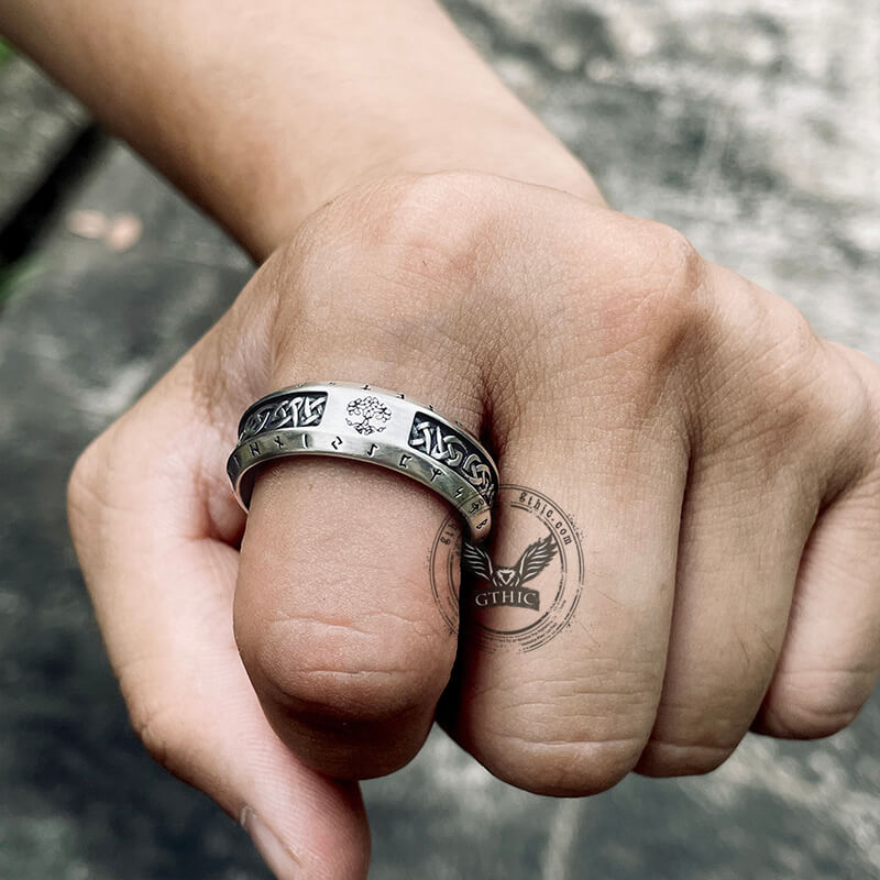 Tree of Life Knot Sterling Silver Viking Band Ring