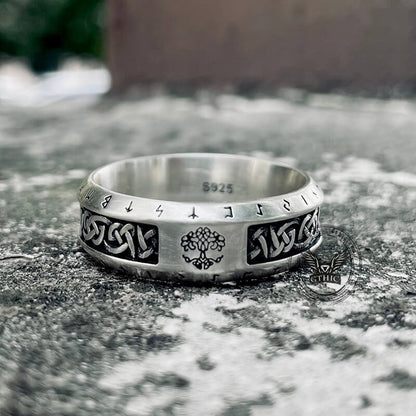 Tree of Life Knot Sterling Silver Viking Band Ring