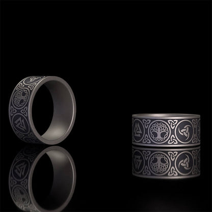 Tree of Life Valknut Viking Sterling Silver Triskele Ring