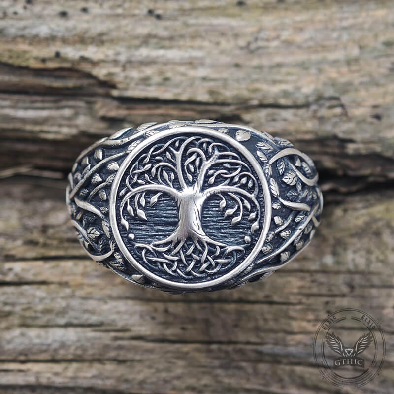 Tree of Life Yggdrasil Sterling Silver Viking Ring