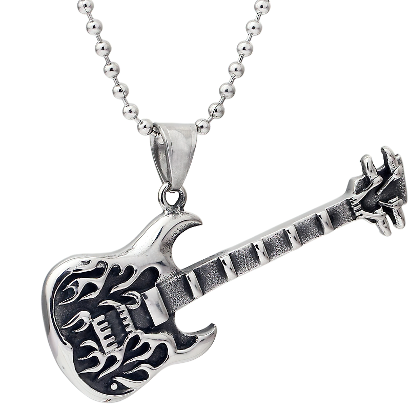 Guitar Necklace Pendant With Free Chain / Punk Style Jewelry