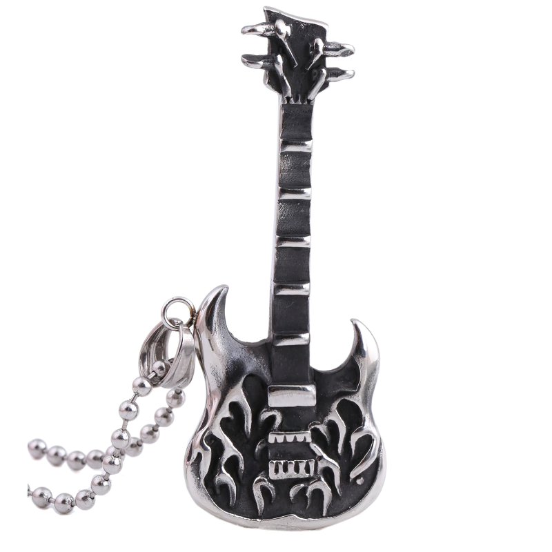 Guitar Necklace Pendant With Free Chain / Punk Style Jewelry
