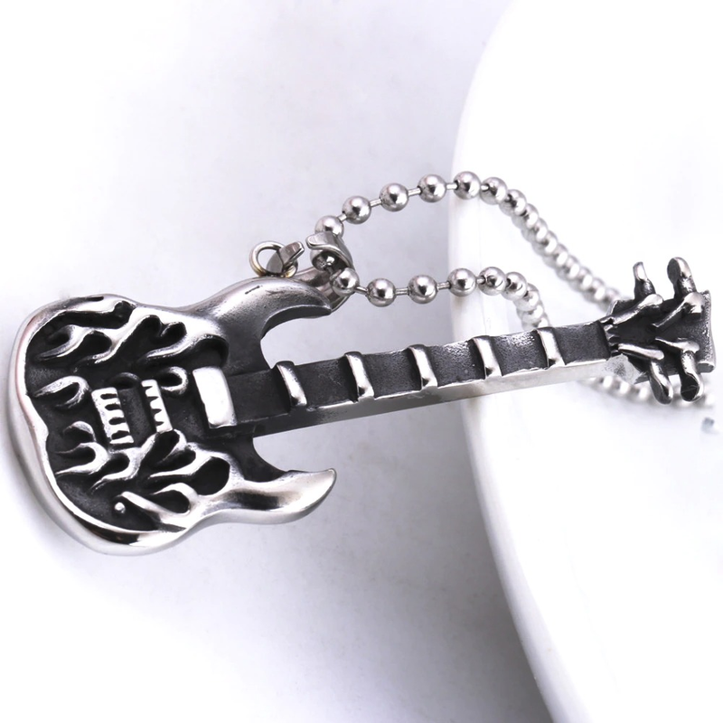 Guitar Necklace Pendant With Free Chain / Punk Style Jewelry