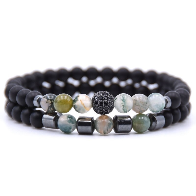 Natural Stone Beads Bracelet 2pcs/set / Paired Bracelets for and