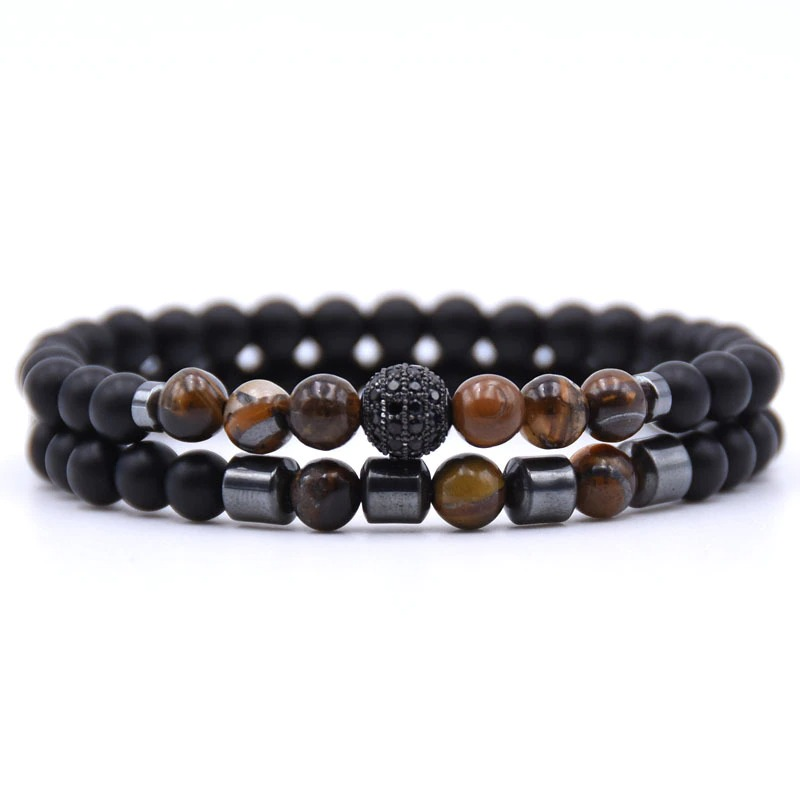 Natural Stone Beads Bracelet 2pcs/set / Paired Bracelets for and