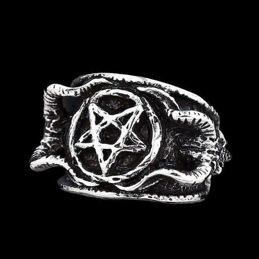 Twin Baphomet Pentagram Ring