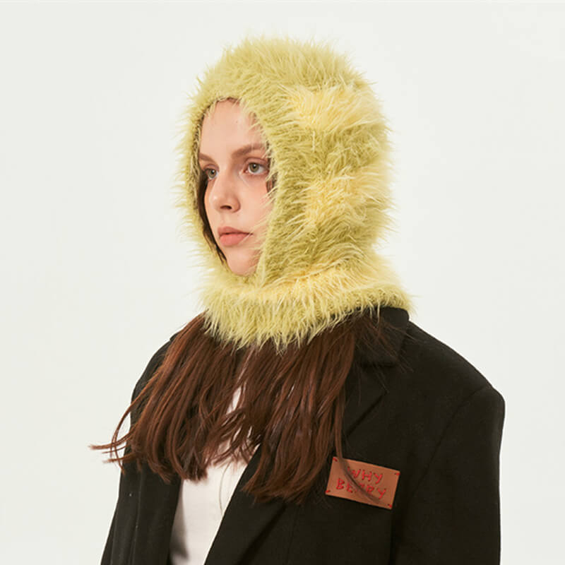Two-tone Striped Knitted Balaclava Hat