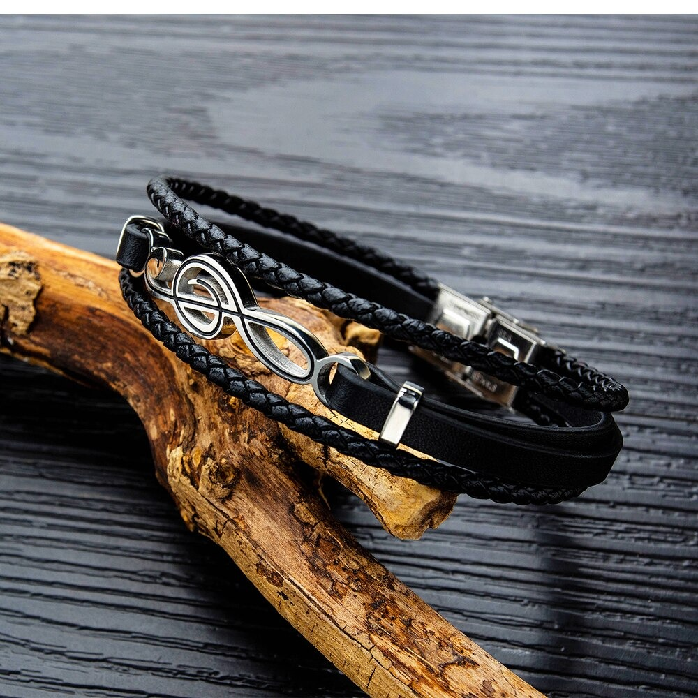 Unique Musical Symbol Bracelets / Pu Leather Bracelets / Punk Rock Rope Bangles