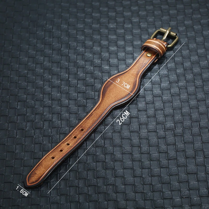 Genuine Leather Bracelet / Wide Bangle in Punk Style / Brown Wristband