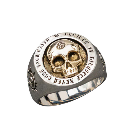 Gothic Ring of Skull Symbol / Alternative Jewelry of 925 Sterling Silver