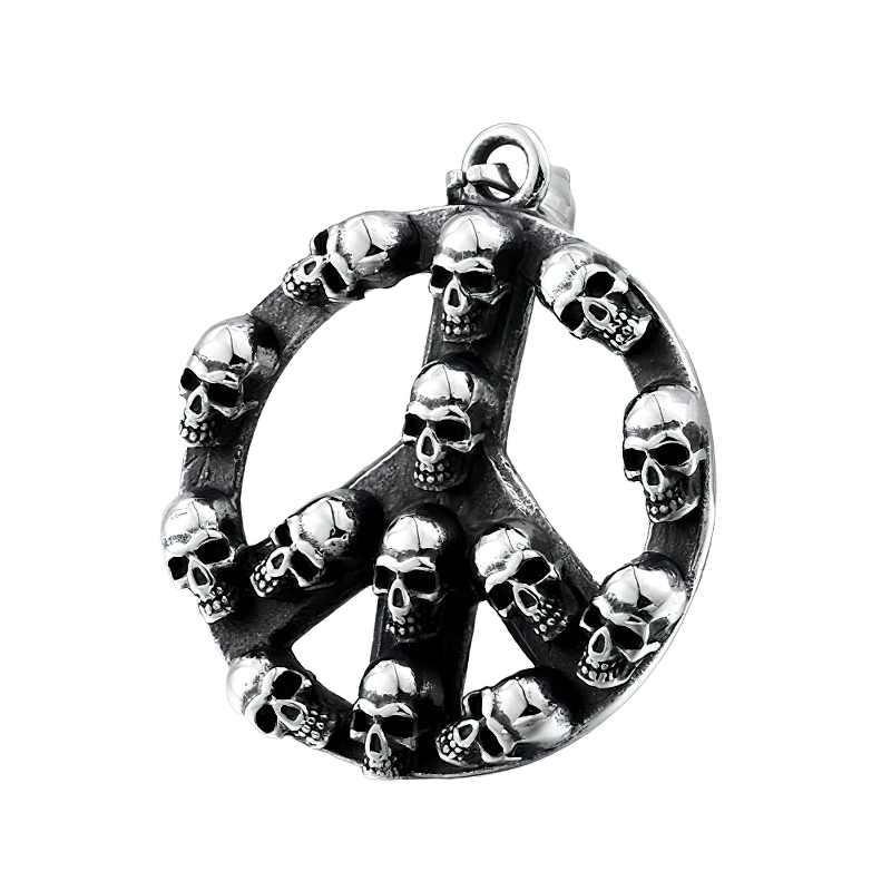 Retro Pendant of Hippie Symbol With Skulls / Accessories of Titanium Steel