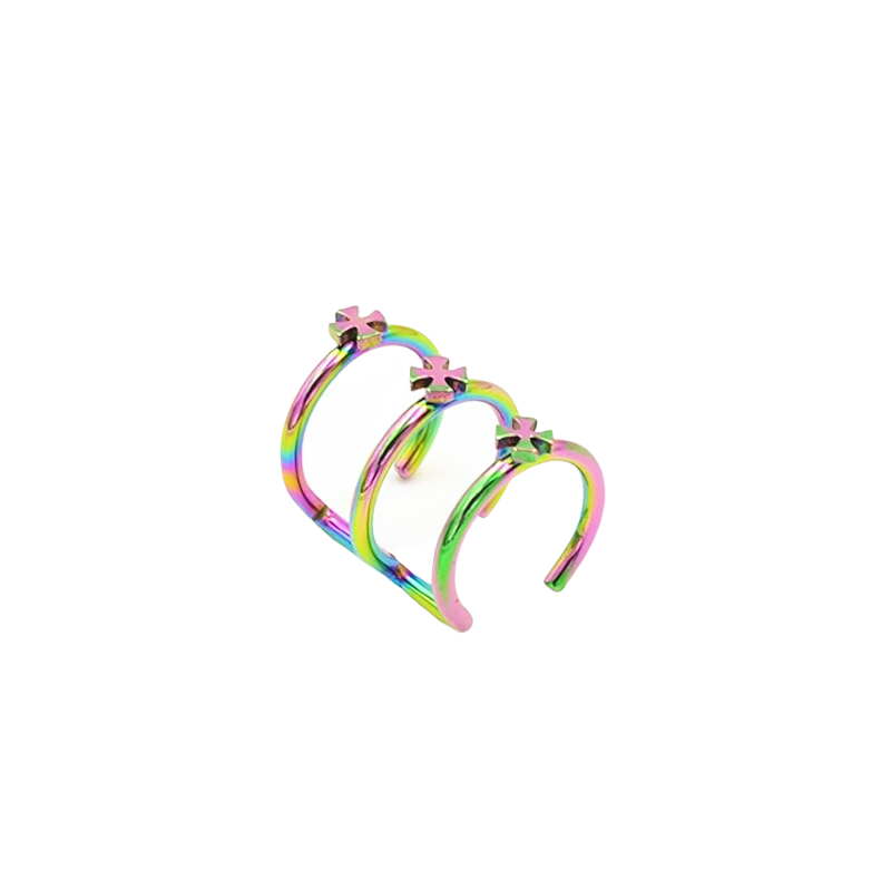 Stainless Steel Jewelry / Cool Steel Piercing / Rock Style Faux Body Piercing