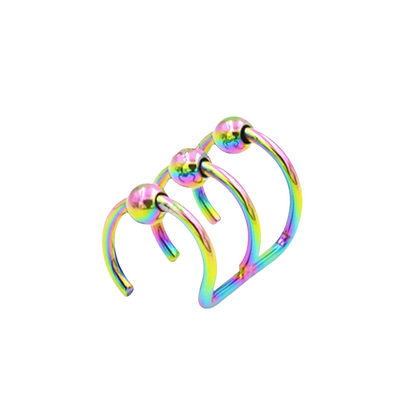 Stainless Steel Jewelry / Cool Steel Piercing / Rock Style Faux Body Piercing